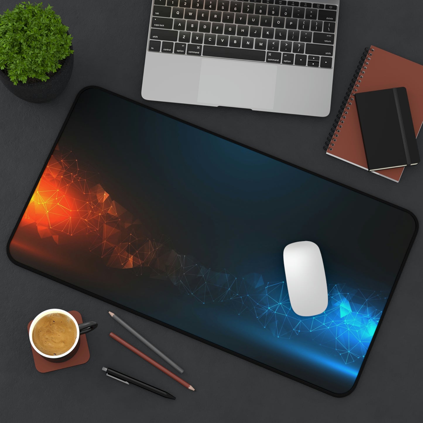 Blue and Orange Gaming Mouse Pad