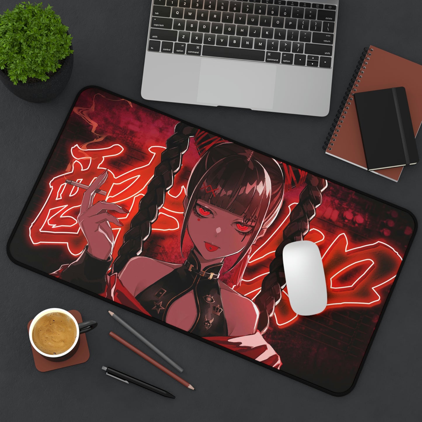 Red Eyes Girl Anime Mouse Pad