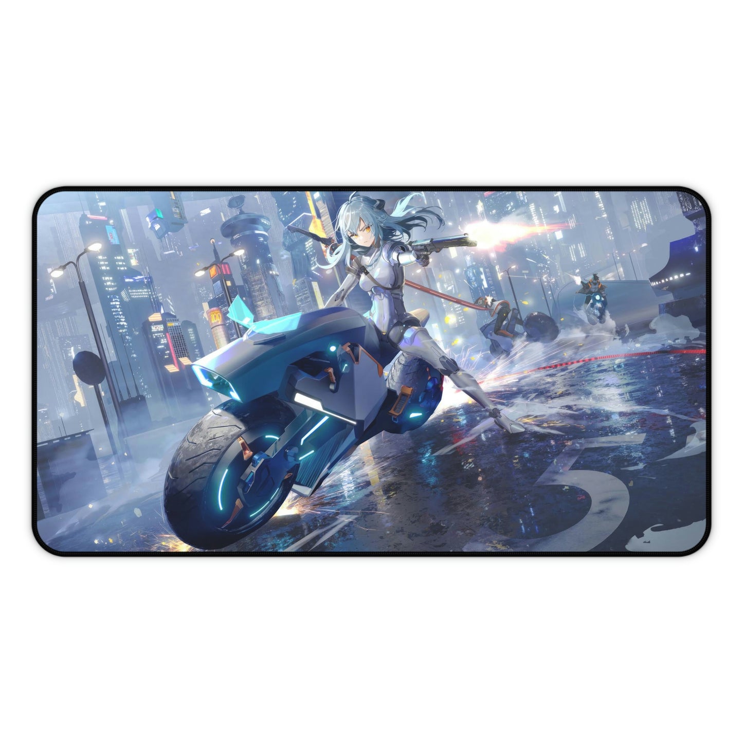 Cyperpunk Motorcycle Girl Anime Mouse Pad
