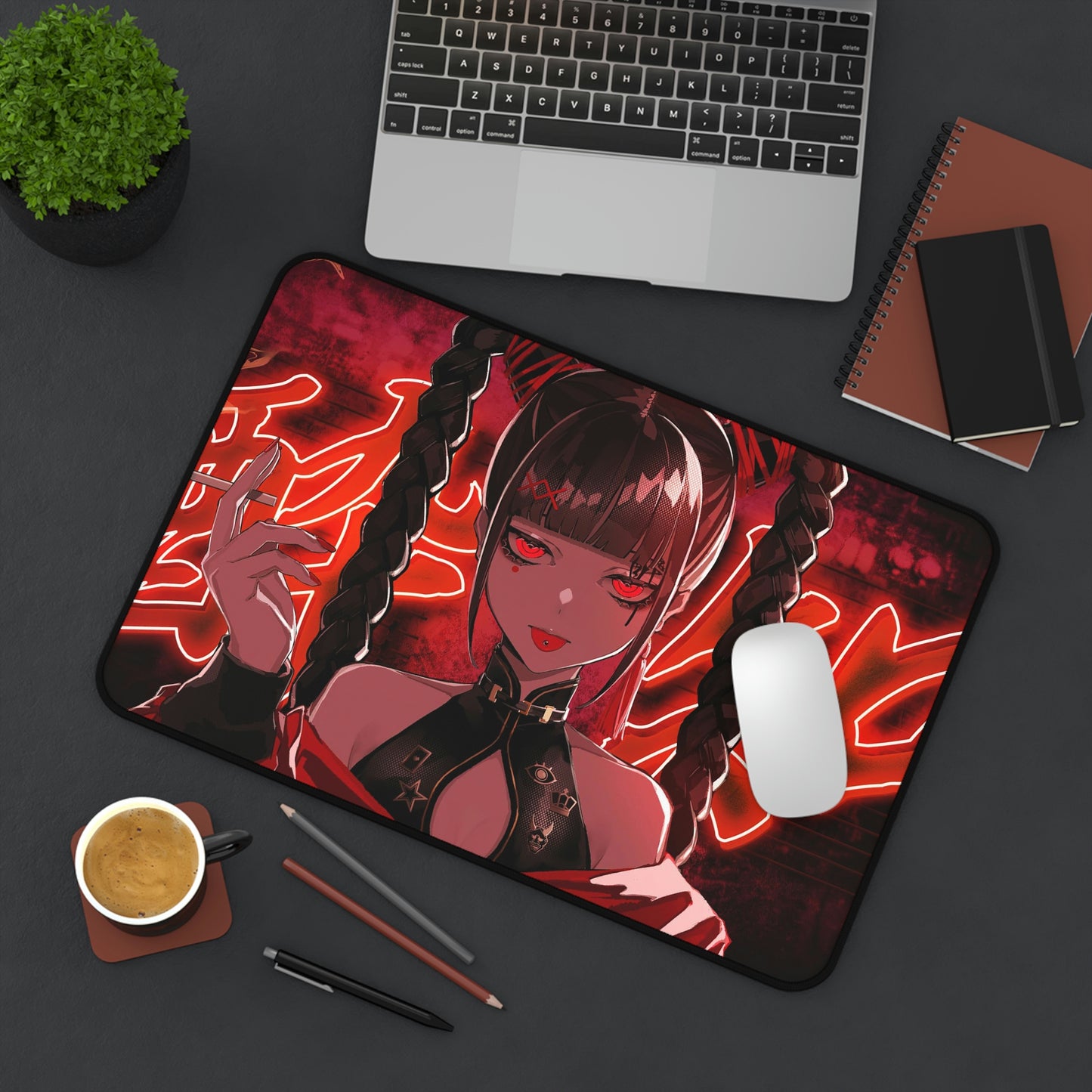 Red Eyes Girl Anime Mouse Pad