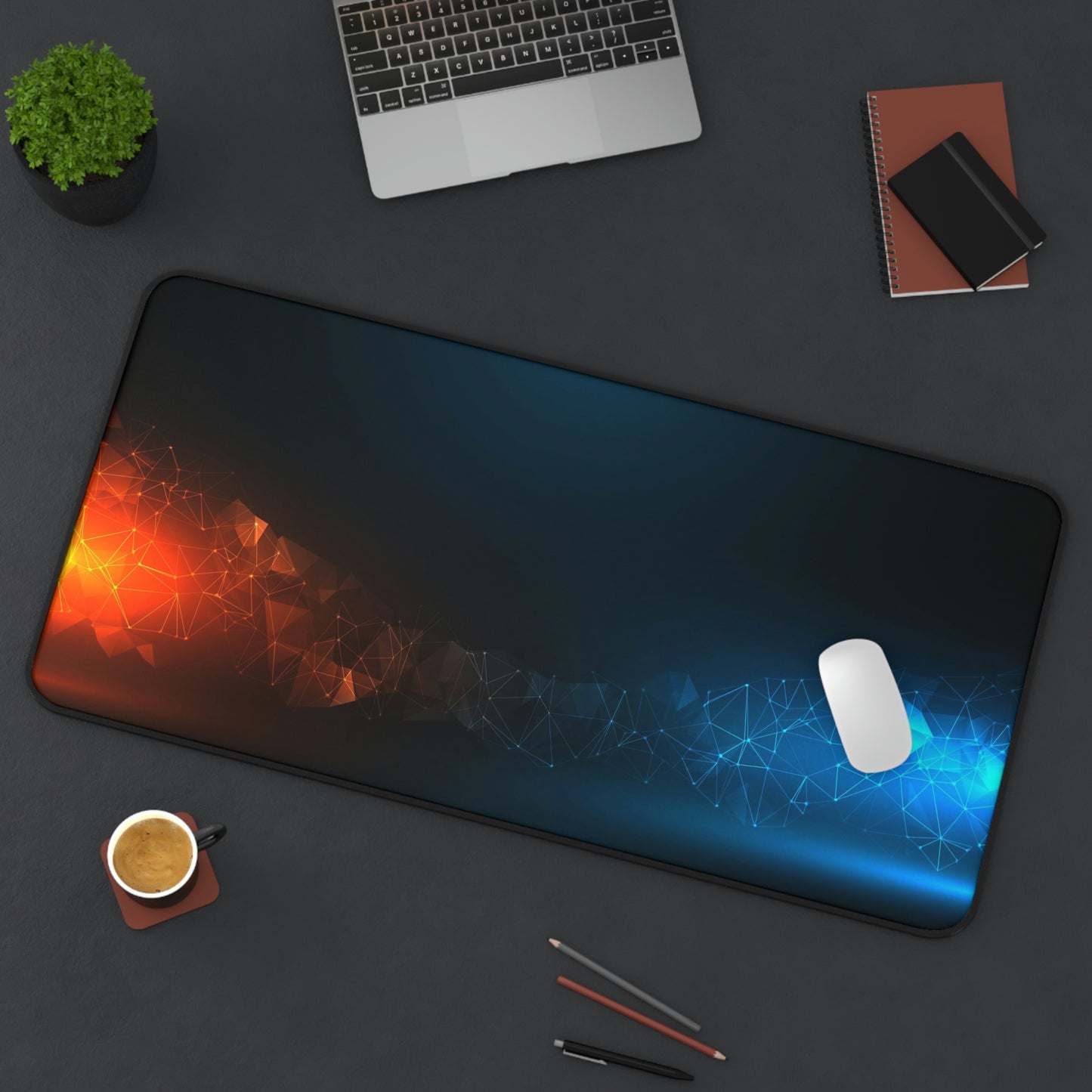 Blue and Orange Gaming Mouse Pad